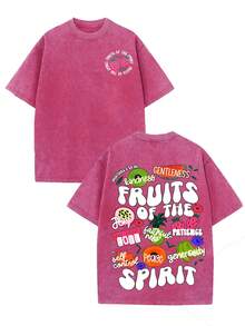 GLEC Love Sows Seeds Of Happiness, Kindness, Spirit, And Generosity. This 230g Washed Pure Cotton T-Shirt Features A Classic Retro-Chic Design, Printed With Various Popular Fruit Patterns Such As Strawberries, Watermelons, Kiwis, And Dragon Fruit, Offering A Casual And Comfortable Feel. This High-Quality Printed Pure Cotton Retro-Chic Men's T-Shirt Is Suitable For Both Men And Women, Perfect For Spring And Summer. It's A Versatile Retro Street Style Piece, Ideal For Outdoor Wear In Spring And Summer, Has A Good Thickness, And Makes A Great Everyday Wear, Gift For Friends, Back-To-School Gift, Or A Must-Have Item For Spring And Summer. Also Suitable As A New Year's Gift, A Spring Gift, Or A St. Patrick's Day Gift. - 玫紅色 - 查看 1