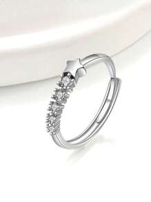 1pc Colorful Zirconia Shooting Star Design Adjustable Fashion Ring, Simple European Style