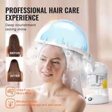 Hair Steamer, 2-In-1 Professional Hair & Facial Steamer With Detachable Bonnet Hood, Nano Ionic & UV Ozone Face Steamer With 360° Rotatable Sprayer For Salon Spa Home Beauty - Xem 3
