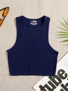 5 piezas Camisetas sin mangas ajustadas casuales y versátiles para mujer, apropiadas para el verano - 5Piezas - Ver 3