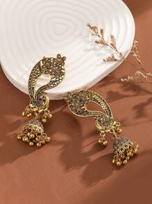 1 paire de boucles d'oreilles vintage sculptées de style indonésien en alliage de zinc, style pop égyptien turc. Boucles d'oreilles polyvalentes pour dames, adaptées pour un usage quotidien, des fêtes et des vacances