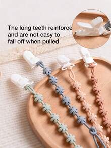 4pcs Baby Daisy Anti-Lost Hanging Strap, Suitable For Baby Bottles, Pacifiers, Teethers, Toys Silicone Anti-Drop Chain With Clips, Floral Anti-Drop Chain