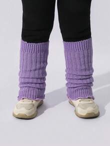 1 Pair Girl's Ruffled Knee High Boot Socks, Acrylic 100% Soft Breathable Leg Warmers, Solid Color, Knit Fabric, Machine Washable - Spring Summer - Multicolor - View 3