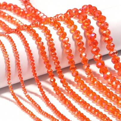 1pc Orange Faceted AB Color Abacus Crystal Flat Beads Assorted Sizes 3/4/6/8/10mm, Fashionable Colorful Casual Versatile Multi-Color Handmade DIY Beaded Bracelet Necklace Jewelry Making Pendant Keychain Decorative Accessory Bead Wholesale