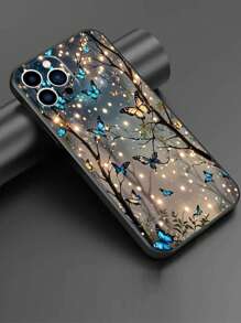 Blue Butterfly Print Clear Case Compatible With IPhone