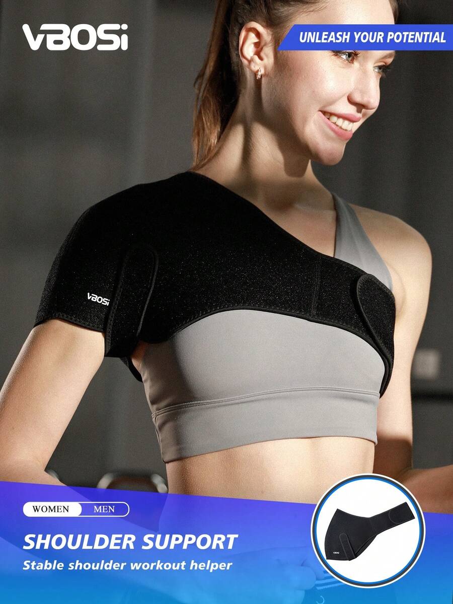 VBOSI 1 Piece Premium Fabric Unisex Adjustable Rotator Cuff Shoulder Support Brace For Sport And Daily Life For Men Women Gym Gym Accessories - Black - View 1