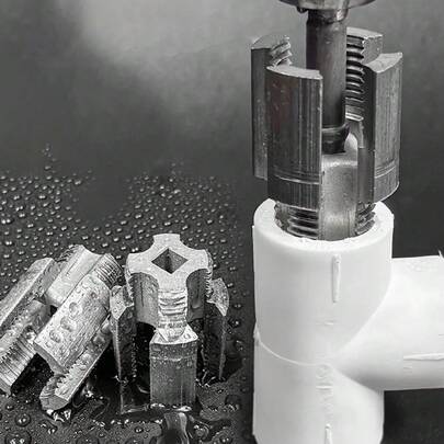 升级版4分6分水管内外孔开孔器 电钻六角万能水管攻丝工具