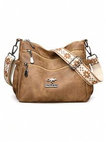 Women's Soft Material Crossbody Bag, Middle-Aged Shoulder Bag, New Spring/Autumn Design - Brown - View 5