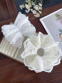 1 pièce Chouchou en dentelle doux et élégant pour femme, support de queue de cheval, convient aux robes, accessoire capillaire pour le port quotidien, printemps/été, chouchous de style bohème chic