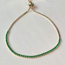 VKHK 1 chiếc vòng tay chuỗi đính đá Cubic Zirconia lấp lánh bằng thép không gỉ mạ vàng 18K sang trọng, thích hợp làm trang phục hàng ngày và trang phục cưới cho phụ nữ, quà tặng - Vòng đeo tay - Xem 12