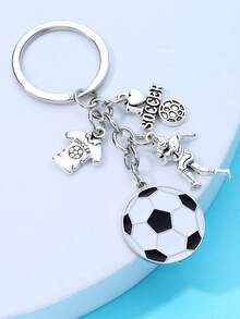 1pc Men's Fashion Football Shaped Keychain Decor Backpack For School - Silver - View 1
