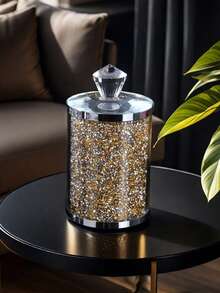 1 件玻璃储物罐（带盖），浴室收纳盒，厨房收纳盒，闪亮容器，清洁棉签罐，适用于厨房柜台，家庭酒吧，餐桌装饰， - 彩色 - 查看 4