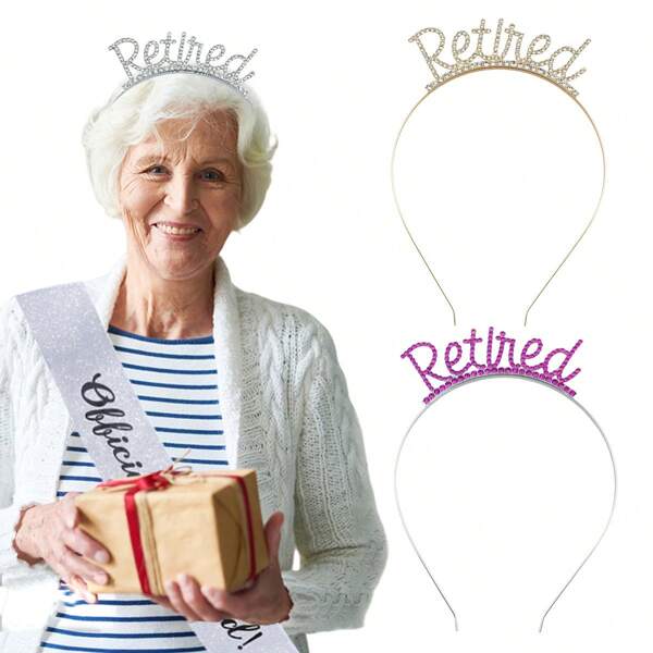 1 pezzo Nuovo fascia per capelli elegante con strass per pensionamento, accessorio per capelli per festa di pensionamento delle donne
