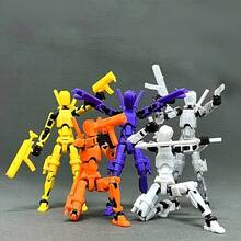 T13 活动人偶带大量配件，3D 打印多关节 Titan13 人偶，金色假人 13 桌面装饰玩具，（组装完成）