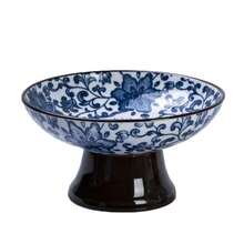 Vintage Blue And White Chinese Style Ceramic Teapot Plate, High Footed Fruit Plate, Small Dish, Chinese Style Snack Bowl, Dry Fruit Dish, Ceramic Tray
