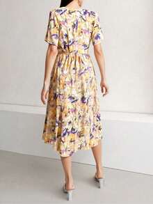 Vestido de Flores 3D para Mujer – Fresco, Cómodo y con Estilo Bohemio - Champán - Ver 2