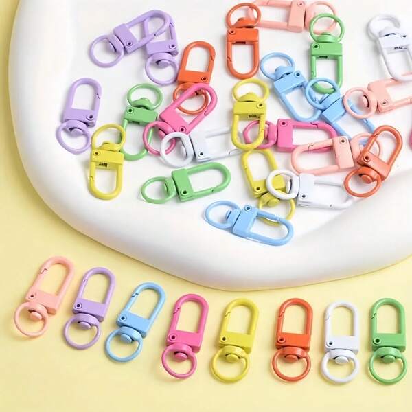 20pcs Zinc Alloy Rotating Lobster Claw Clasp - Snap Hook Key Chain Rings In Multiple Colors For DIY Jewelry And Handicrafts