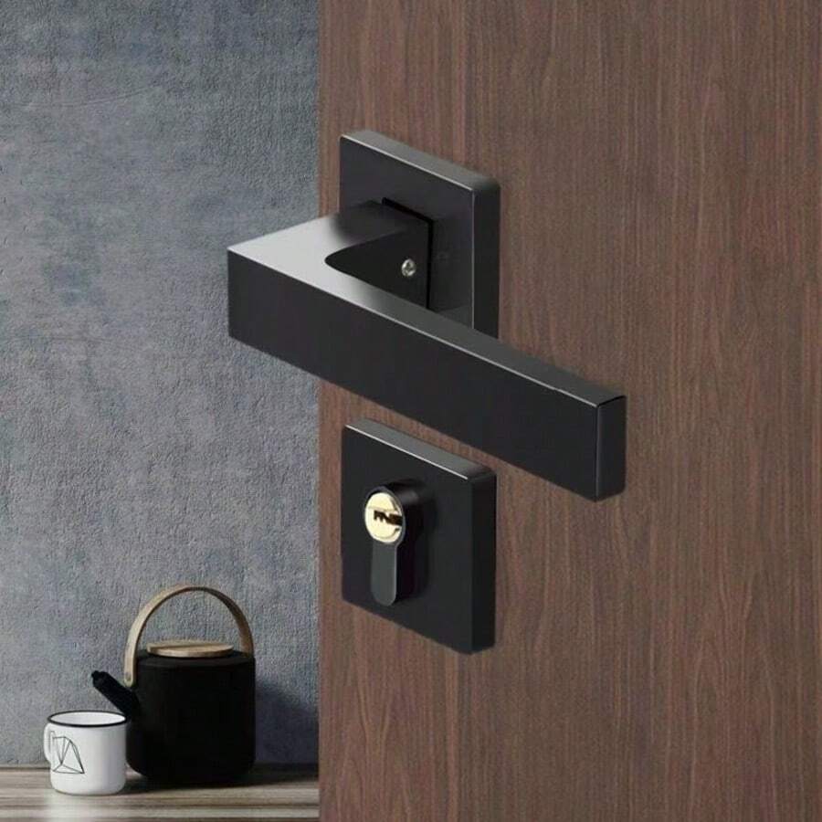 Universal Home Door Lock, Black Detachable Lock, Indoor Door Lock, Bedroom Door Lock - Black - View 1