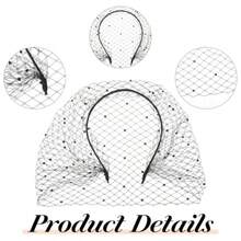Velo de viuda de jaula de pájaros negra con velo de malla y diadema de fascinador con strass negros para sombreros para té, ceremonias fúnebres, servicios conmemorativos, iglesia, para mujeres - como en la foto - Ver 3