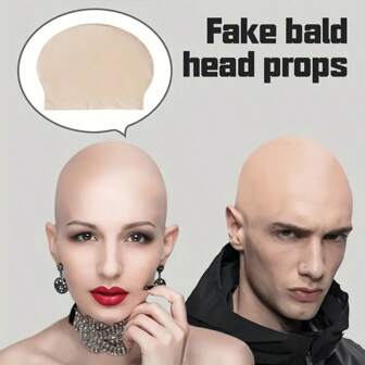 1 件男女通用秃头帽 - 逼真的秃头帽，适合派对、恶作剧和服装，轻巧舒适，适合男女，恶作剧道具 | 中性色帽子 | 柔性橡胶材质，无毛配件，适合愚人节派对装饰