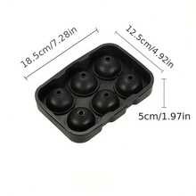 1pc Reusable Silicone Ice Ball Maker Tray, Spherical Ice Cube Mold For Whiskey, Cocktails And Beverages, Dishwasher Friendly - Black - View 5