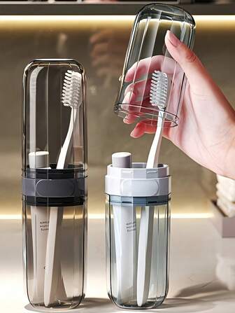 Estuche de viaje para cepillo de dientes, soporte para pasta de dientes y cepillo de dientes para hombres y mujeres. Estuche de transporte multifuncional para cepillo de dientes, ideal para campamentos, vuelta al colegio, viajes de negocios, accesorios esenciales de viaje para el baño.