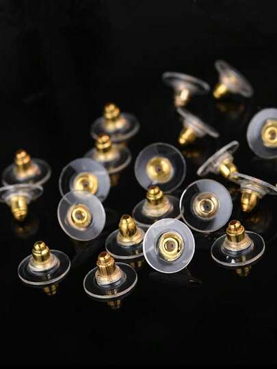 Tarracha De Brinco Silicone Soutiã Orelha- Níquel - 8 Peças -Dourado