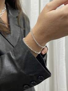 Tennis Bracelet With Cubic Zirconia, Elegant Shiny Style - Silver - View 1