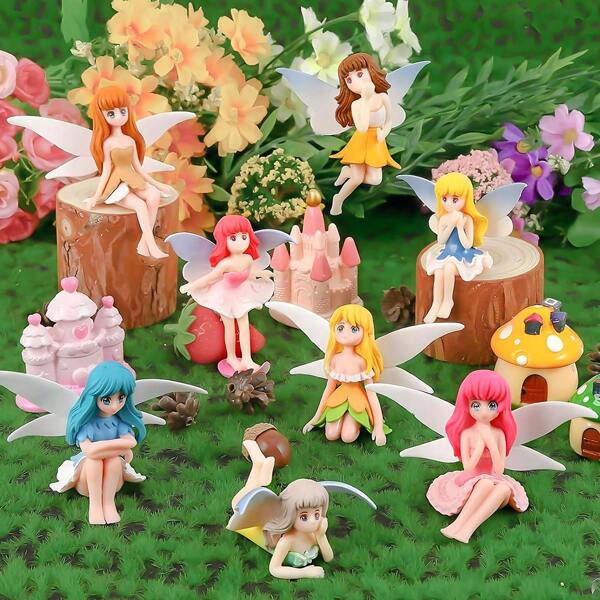 4pcs Mini Fairy Garden Accessories, Little Fairy Statue, Fairy Garden, Flower Pot, Garden Stick, Home Decor, Birthday Decoration, Girl Flying Wing Statue, 4 Pieces, Mini Fairy Statue - 4 Small Fairy Decoration Resin Mini Fairy Statue DIY Fairy Garden Pot Bonsai Miniature Landscape Craft Decoration Accessories,Valentine's Day Party Decorations