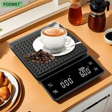 3kg/0.1g Báscula de café inteligente de alta precisión con alfombrilla de café, diseño cuadrado para un almacenamiento fácil, función de tara con un solo toque, conversión de unidades, función de temporizador, báscula electrónica/báscula de cocina para café de goteo, repostería, accesorios de café minimalistas para uso doméstico