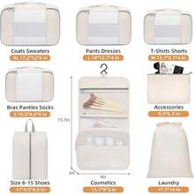 6/8/10 Set Packing Cubes For Travel Luggage Organizer - 08-beige - View 2