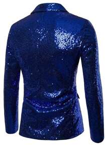 Plus Size Men's Shiny Sequin Suit Jacket, For Wedding Party, Master Of Ceremonies