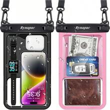 [Rosa + Negro] Funda grande impermeable para teléfono