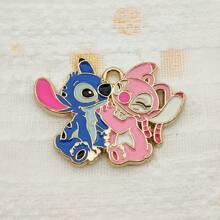 5/10 piezas de accesorios de joyería con dijes de personajes de Disney de esmalte chapados en oro de metal de aleación para manualidades y creación de joyas