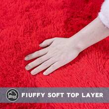 WISH TREE 8x10 Area Rugs For Living Room, Fluffy Shaggy Rug Soft Carpets, Big Rugs For Bedroom Dorm Home Decor Aesthetic Red - 紅色 - 查看 7