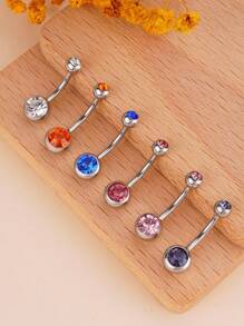 1 buc inel la modă din oțel inoxidabil cu zirconiu cubic, inel pentru buric potrivit pentru buric, bijuterii pentru piercing pentru buric, bară de piercing pentru buric, inele pentru buric, unghii pentru buric, inele pentru buric, bijuterii pentru piercing pentru buric pentru femei și fete, purtare zilnică