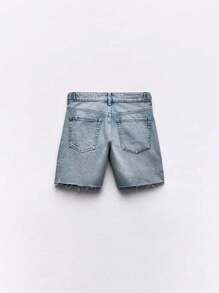 Women's High Waist Loose Fit Multi-Button Denim Shorts, Light Blue, Casual Summer Jeans Shorts With Slant Pockets, Cotton
