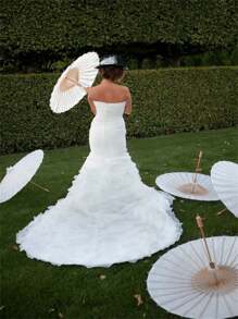1Pc White Paper Umbrella Wedding Party Decoration, Wedding Table Centerpieces, Wedding Bridal Props, Vase Flower Arrangement Accessories, Photography Props, DIY Painting Supplies