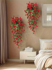 2 mazzi di fiori decorativi finti UV resistenti, piante artificiali adatte per casa, corridoio, giardino, tavolo da pranzo, soggiorno, decorazione per matrimoni e feste, decorazioni artificiali, piante finte, piante rampicanti finte, appendiabiti artificiali, fiori finti, decorazioni per matrimoni e feste, San Valentino
