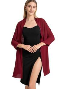 1 Stück modischer, weicher Chiffon Schal Schultertuch für Abendkleid, Hochzeitsschal, Brautschal, Damen Boho Schwarzer Schal