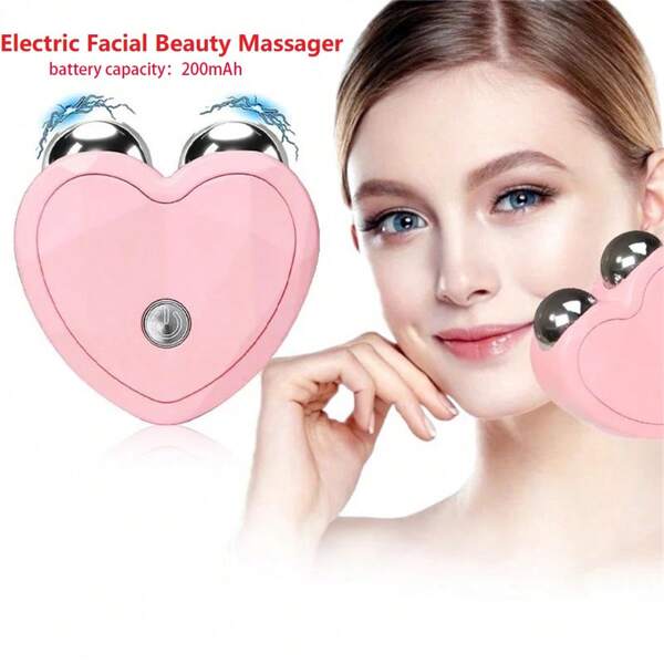Dispositivo facial eléctrico para levantamiento de rostro, rodillo masajeador de rostro, masajeador de belleza facial con microcomente y vibración, 200mAh
