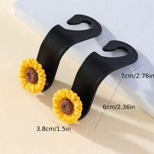 2 件向日葵汽车座椅靠背挂钩，可爱花卉座椅头枕挂钩，可挂钱包、布料、购物袋，通用汽车座椅储物挂钩 - 彩色 - 查看 2