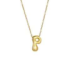18K Bubble Letter Necklace Gold For Women, Initial Necklaces Rhinestone Chunky Bubble Letter Necklace As Mother's Day Gifts Charm Puff Name Pendant Alphabet Necklaces Non Tarnish Gold Plated Jewelry