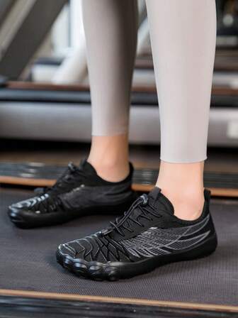 TACHUAN 1 Pair Women's Gradient Color Polyester Athletic Cross-Training Shoes With Anti-Slip Sole, Suitable For Gym And All Seasons