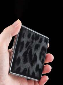 1pc 20 Slot Leopard Print Cigarette Case, Creative New Metal & Leather Simple Crush-Proof Portable Cigarette Box, Unisex Gift, Smoking Accessories, Cigarette Storage, Cigarette Holder Case