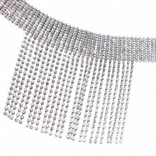 Tornozeleira feminina com strass da moda, corrente de tornozelo com borla brilhante, acessório para salto alto