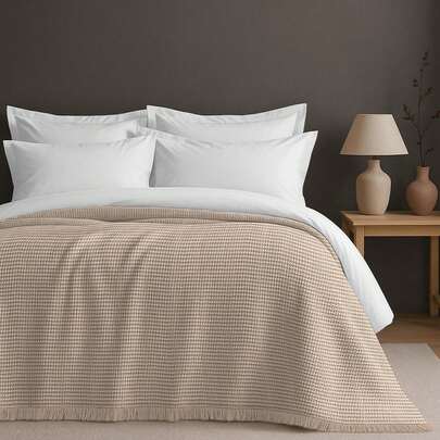 MADE IN TURKEY King Size Bedspread – 100%  Cotton – 200x220 Cm – Breathable &  Coverlet