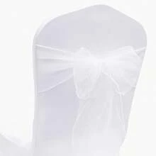 10pcs Organza Chair Sash, Organza Bowknot Chair Back Decor For Dining Table, Wedding Supplies, 18cm Width, 275cm Length, Need DIY To Tie Into Butterfly Shape, Gauze Decorative Ribbon For Party, Graduation, Wedding, Ceremony, Packaging
