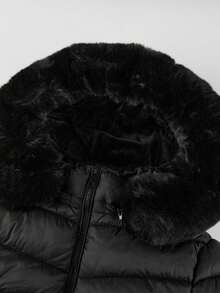 Giolshon 女士休闲连帽羽绒服，带口袋，轻便羽绒服，适合日常穿着，黑色，冬季款 - 黑色 - 查看 8