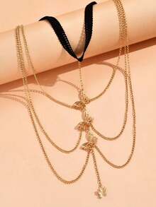 1 件金色多层蝴蝶腿链，时尚优雅性感，适合日常穿着，多功能节日礼物（手工制作，公差 1-3 厘米） - 多色 - 查看 2